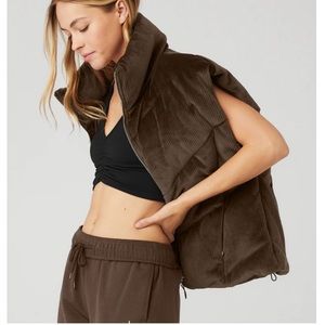 ALO - NWOT Large Ribbed Velour Mountain Side Puffer Vest (espresso) NWOT